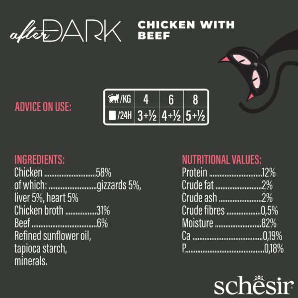 Schesir After Dark Can for Cat Chicken with Beef in Broth 80g - Image 3