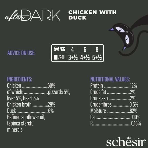 Schesir After Dark Can for Cat Chicken with Duck in Broth 80g - Image 3