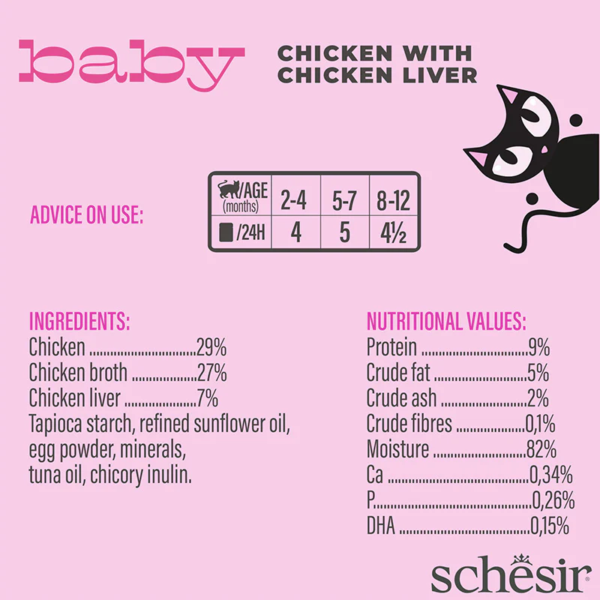 Schesir Baby Kitten Pouch Chicken with Chicken Liver In Mousse 70g - Image 3