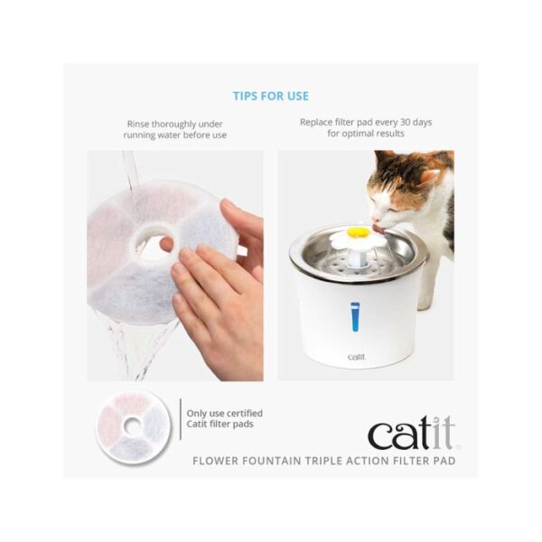 Catit Flower Fountain Triple Action Filter Pad - Pack of 2 - Image 6