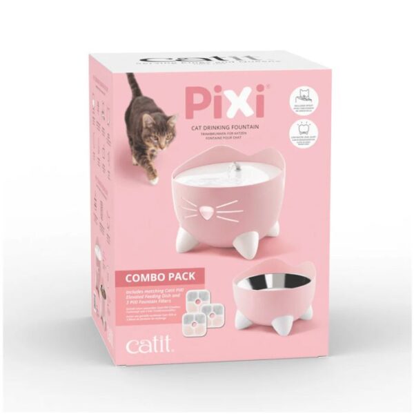 Catit Pixi Cat Drinking Fountain Combo Set - Pink - Image 2