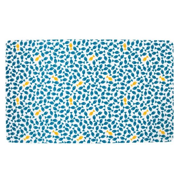 Petmate Feeding & Watering Mat, Blue Fish