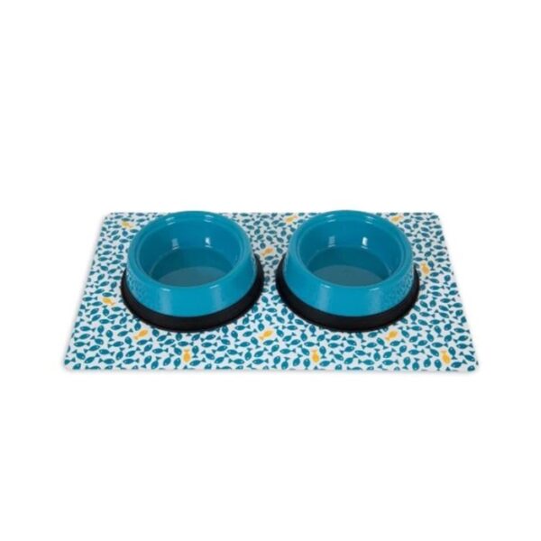 Petmate Feeding & Watering Mat, Blue Fish - Image 2